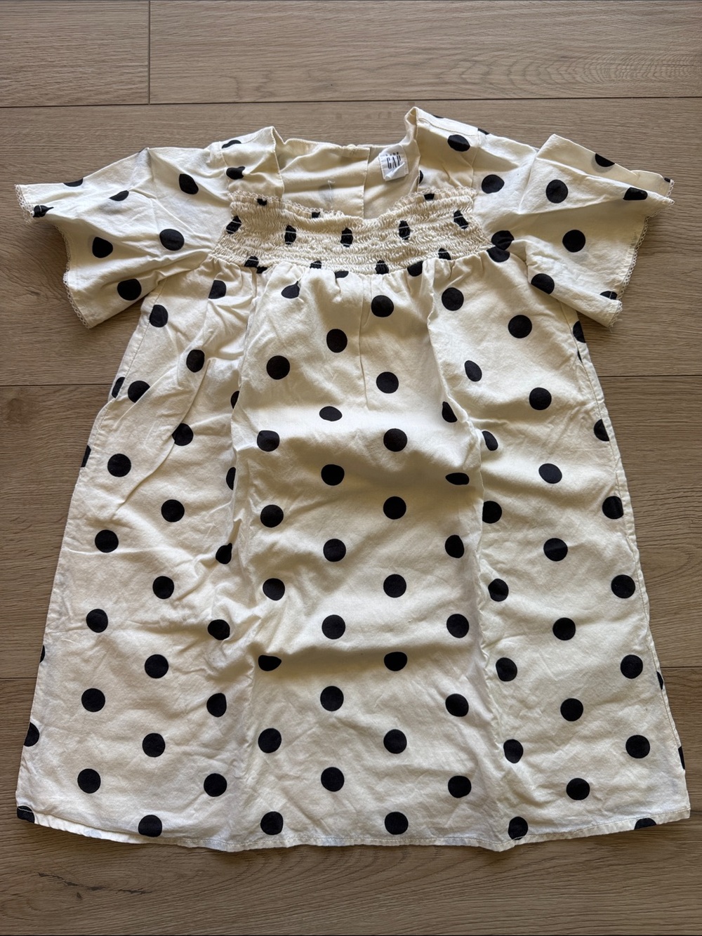 GAP Baby Cream Dress with Black Polka Dots